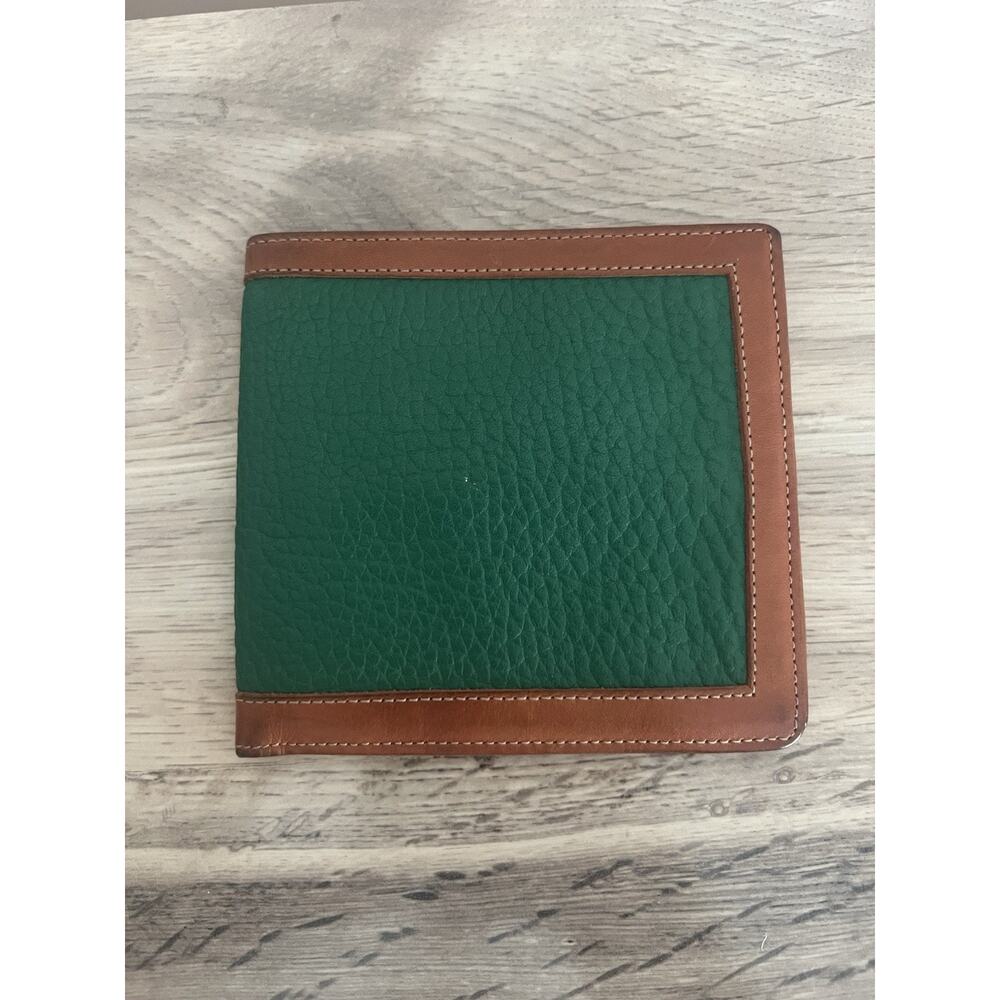 Vintage Dooney Bourke Green Brown Leather Bifold Wallet
